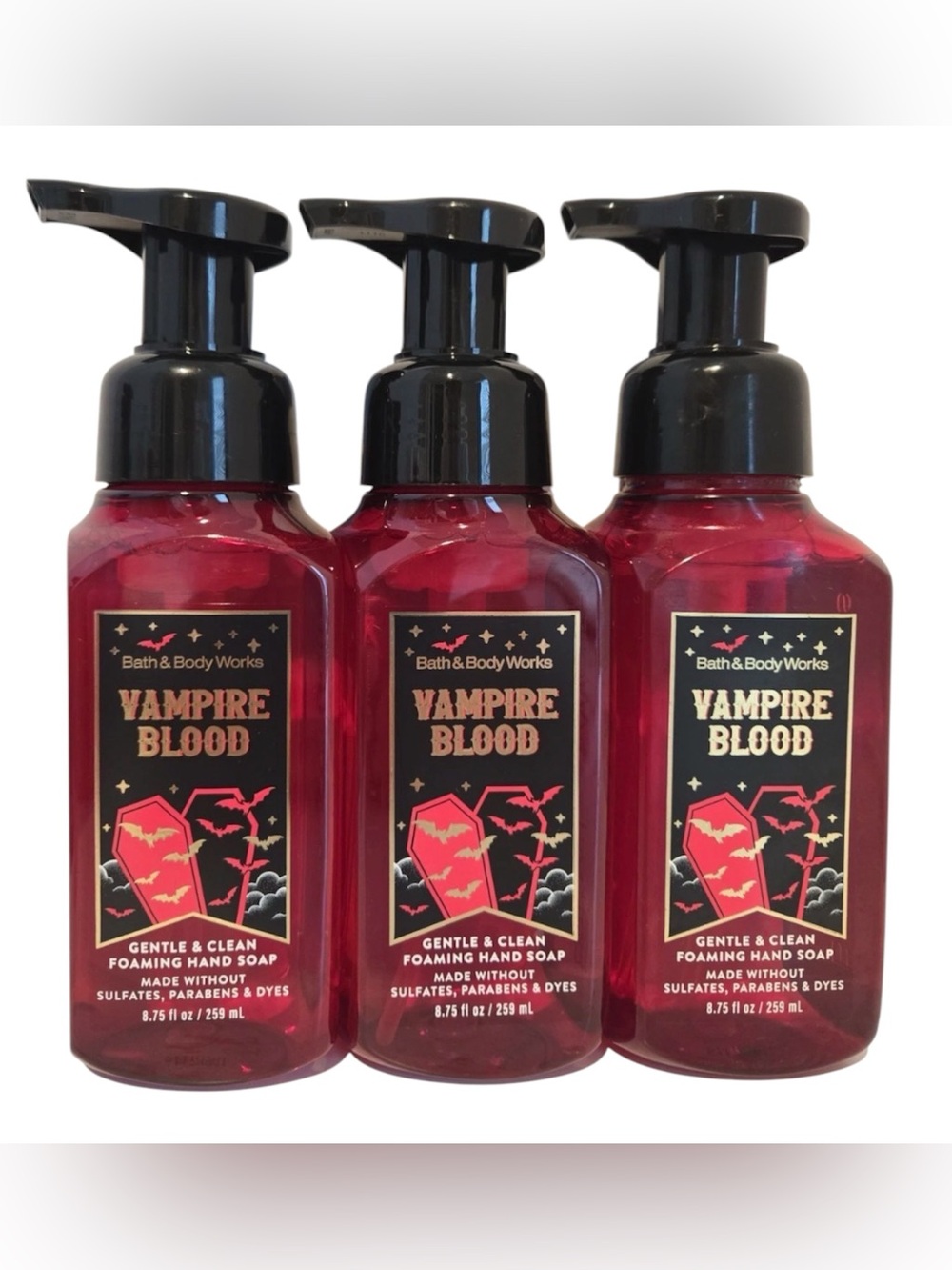 Bath & Body Works Vampire Blood Foaming Hand Soap 3Pk. 8.75 oz Halloween NEW